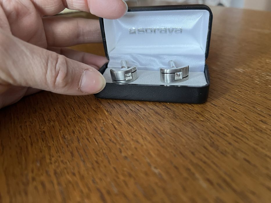 Spinki do mankietów srebrne SORAYA z kryształkami swarovski