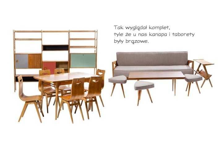 Rajmund Hałas stół i 6 krzeseł, stół Hałasa, krzesła, PRL