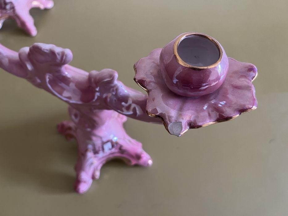 Casticais de ceramica rosa