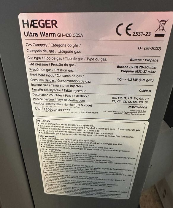 Aquecedor Gaz Hager com retentor