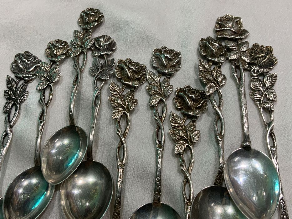 Вінтажна Срібна ложечка виделочка  Хільдесхаймська троянда серебро