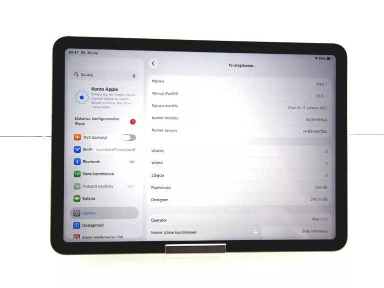 Tablet Ipad Air  11-INCH M2 WI-FI + CELLULAR 256GB BAT.90%