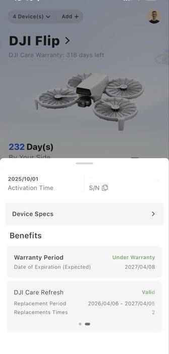 DjI Flip - DJI Care Refresh 1 ano - 2 Baterias
