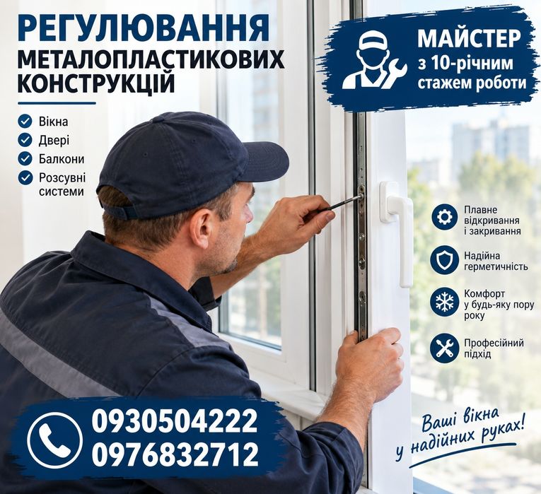 ремонт регулювання регулировка окон вікон