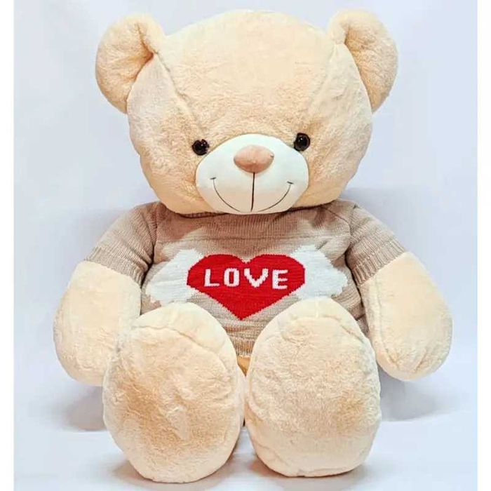 Медведь плюшевый в свитере с сердечком LOVE 75 см, разные расцветки