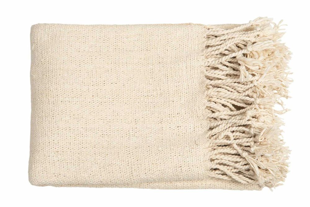 Koc Pled z frędzlami Natur 100% bawełna 16544