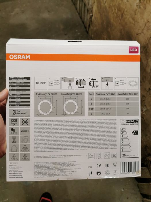 Osram Substitube T9 32 20W/865 G10q EM LED 2000lm Cool Daylight