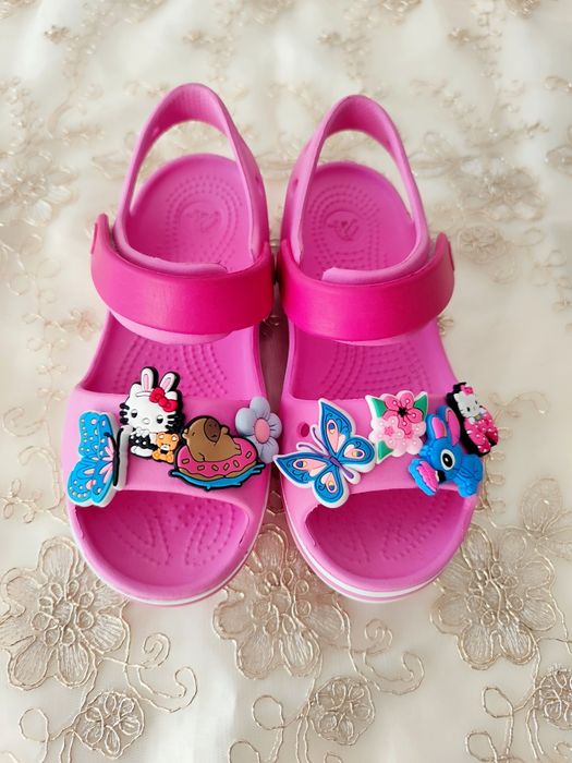 Crocs c12 29 30 lekkie sandały do wody plaża basen przypinki stitch li