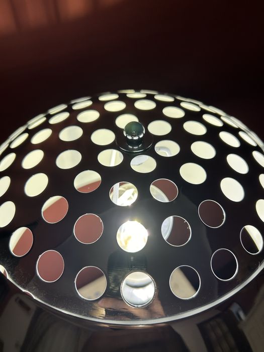 Candeeiro base mármore, esferas metalicas