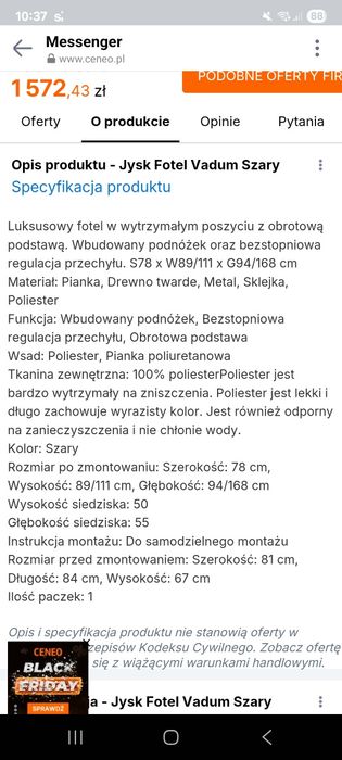 Fotel obrotowo-bujany z podnóżkiem # Uszak