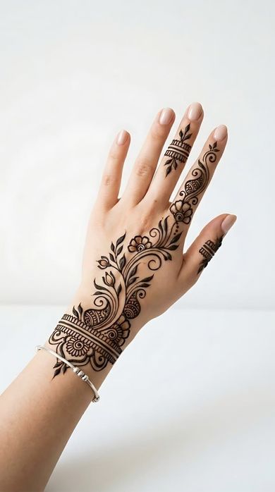 Mehndi design on hands