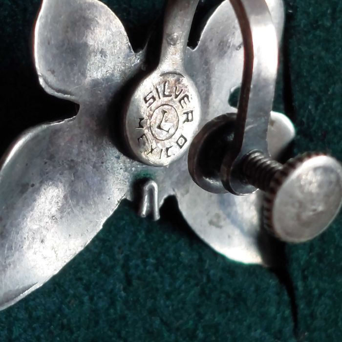 Klipsy srebrne motylki,vintage