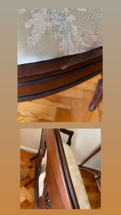 Conjunto de sofá e cadeiras antigas