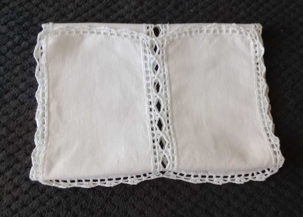 Antiguidades Toalha Luxo Linho Puro, artesanal Med. 2,20 X 1,60 Metros