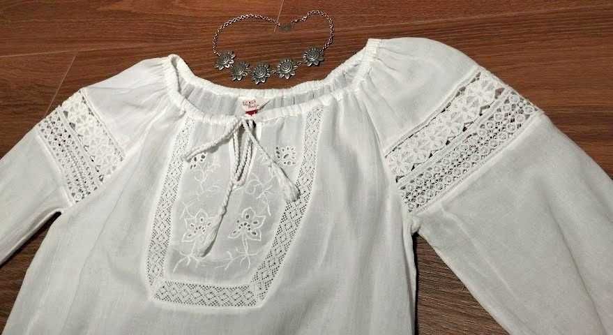 Ажурна блуза в етнічному стилі, вишиванка, прошва, етно, р. L, M