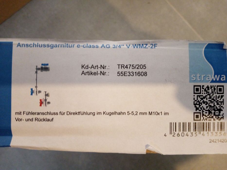 Strawa zestaw przyłaczeniowy e-class AG 3/4 V-WMZ-2F