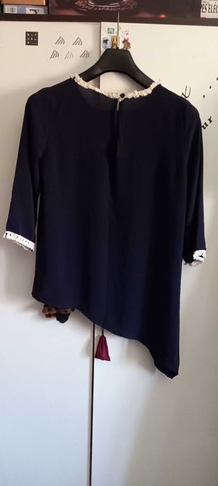 Blusa assimétrica,  azul marinho, M - Local