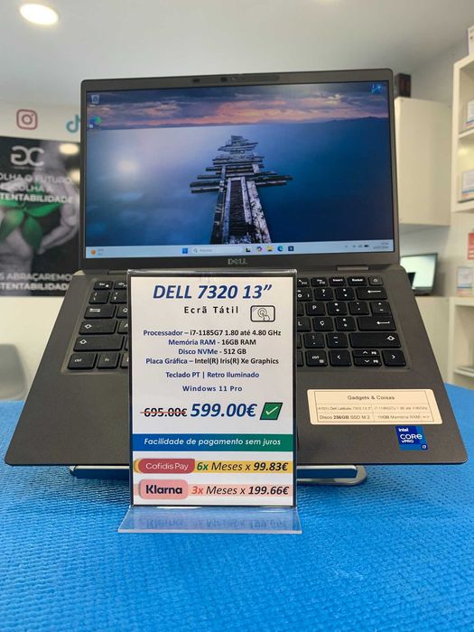 DELL Latitude 7320 | i7 11ª Geração | 16GB RAM | 512GB NVMe | Ecrã Tátil | Windows 11 Pro | Loja Física e Web Site