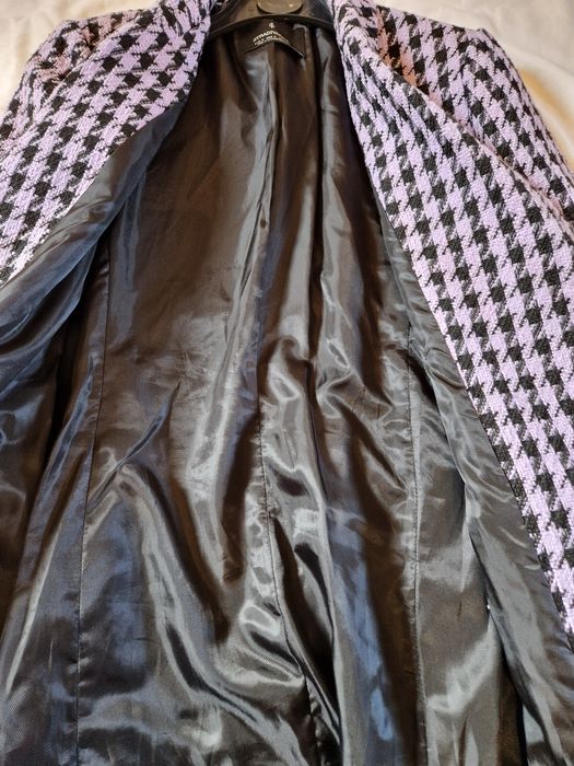 Blazer/Sobretudo xadrez roxo e preto Stradivarius Tamanho S