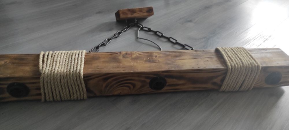 Drewniana Lampa LOFT ze starej belki