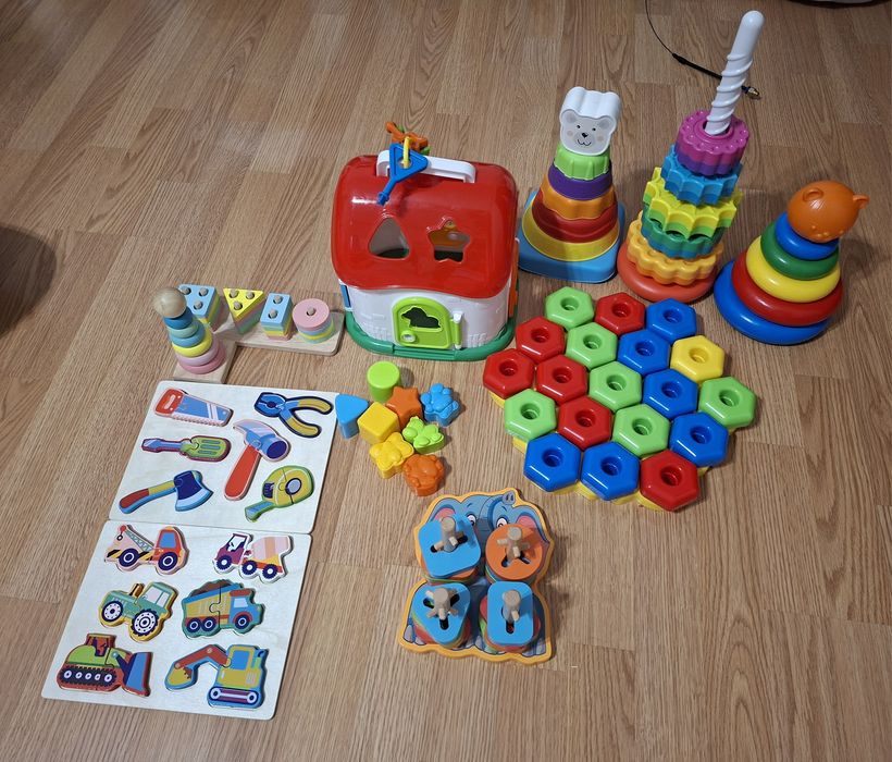 Пірамідки сортери дерев'яні пазли мозайка