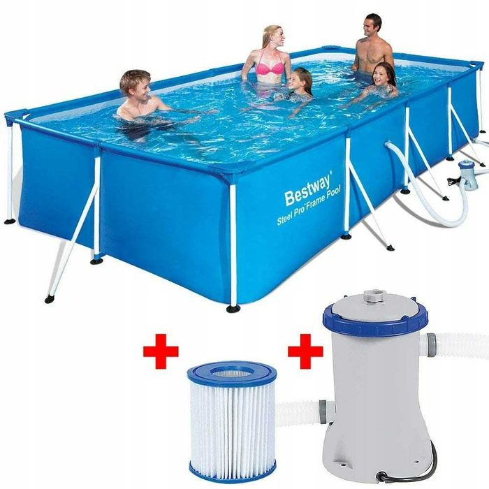 Басейн каркасний Bestway 400x201x81 см / 5700 л. Прямокутний. З НАСОСОМ і фільтром. Для дому та дачі. Каркасный бассейн