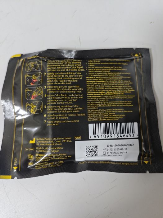 Кровоспинний бинт Celox Rapid, тампонада