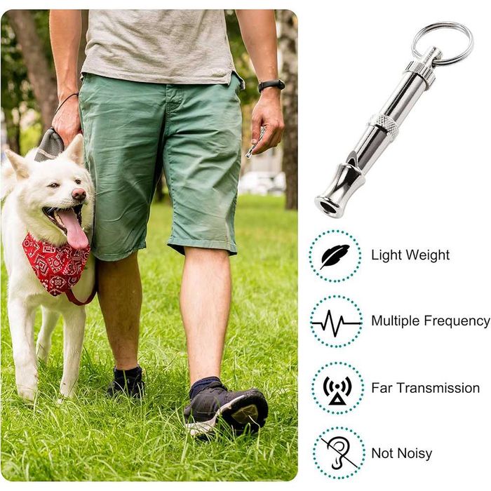 Apito Ultrassônico Ajustável para Cães em Aço Inoxidável – Ferramenta Portátil de Treinamento para Cães e Gatos NOVO
