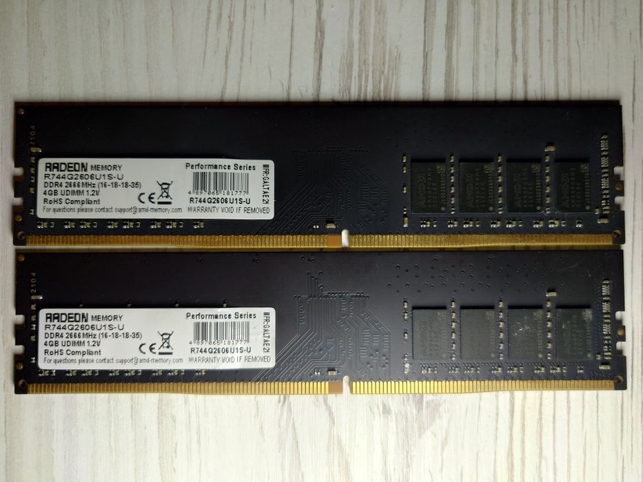 AMD 2x4 GB DDR4 2666 MHz R744G2606U1S-U RAM ОЗП ОЗУ оперативна пам'ять