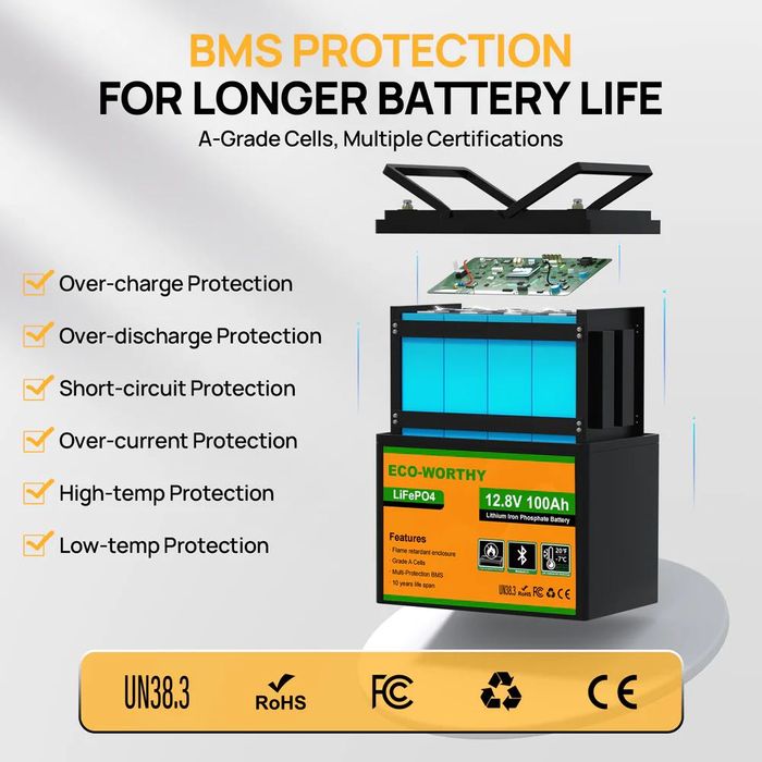‼️В НАЯВНОСТІ, ЛИШЕ ОПТ‼️ Акумулятор LiFePO4 12V 100Ah Eco-Worthy Bluetooth