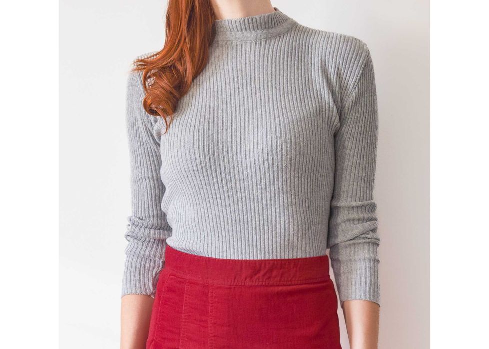 Szary półgolf sweter sweterek damski dopasowany prosty wiosenny