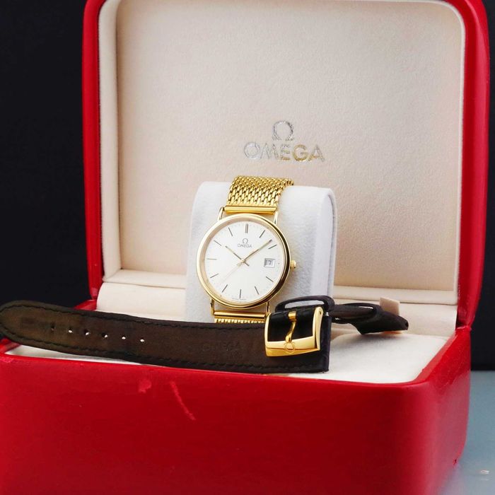 OMEGA zegarek męski 18K / 750 złoto cal. 1530 vintage 2003 szafir BOX