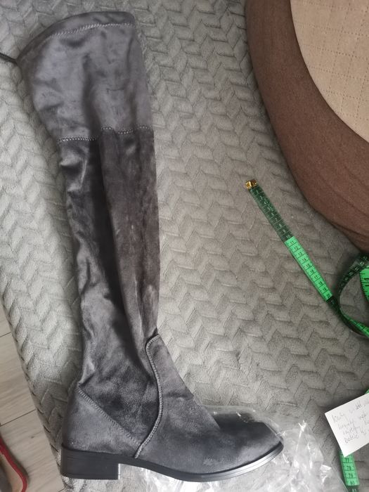Nowe długie szare zamszowe kozaki botki śniegowce damskie 40