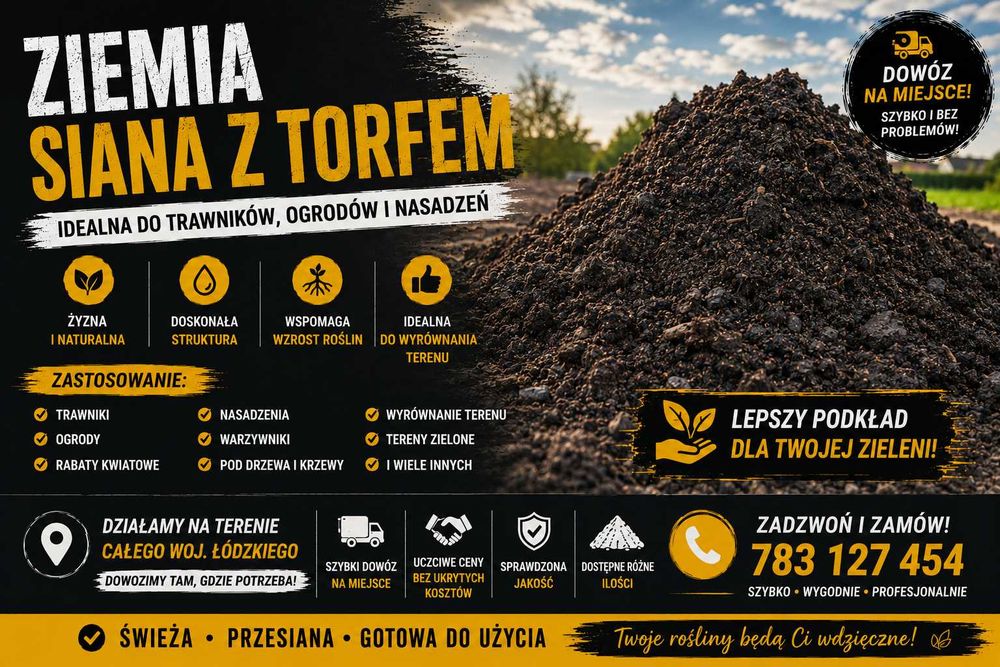 Ziemia ogrodowa przesiewana z torfem transport od 1 tony