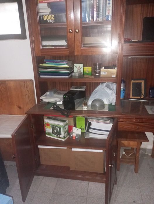 Secretária -estante em madeira de mogno