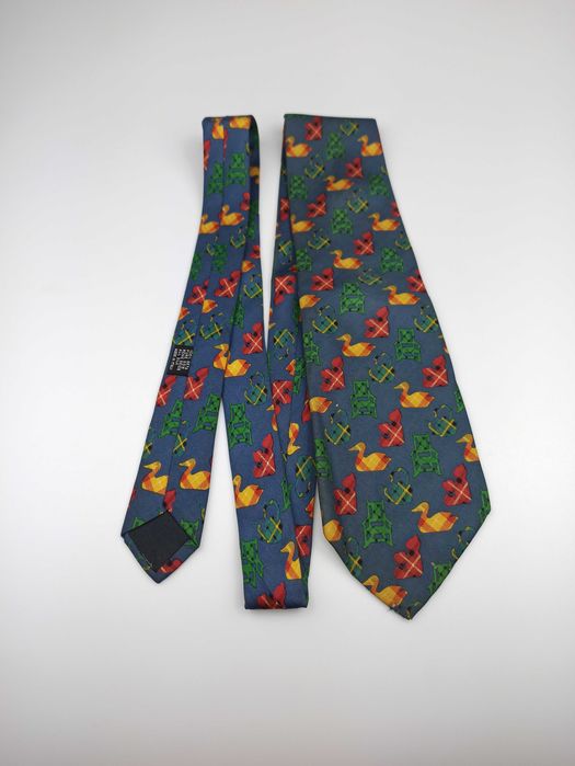 Angelo Marino włoski zielony jedwabny krawat w kaczki mpi19