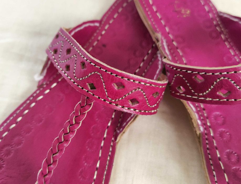 Skórzane japonki kohalpuri 38 fiolet orientalne boho hippie retro skór