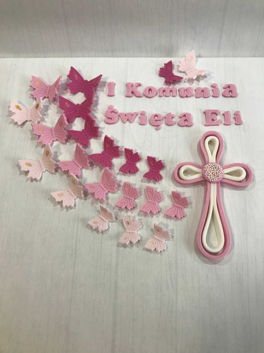 Komunia Św. Chrzest  dekoracja z masy cukrowej