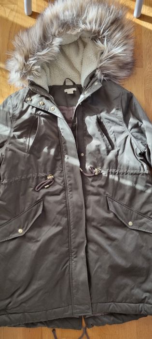 Kurtka ciążowa H&M Mama M parka kaptur ocieplana