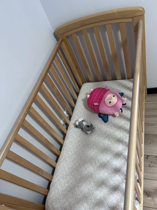 Łóżeczko Troll Nicole naturalne drewniane 120/60