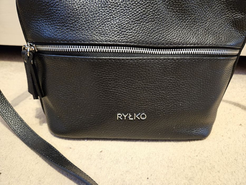 Ryłko torebka czarna listonoszka 100% skóra naturalna