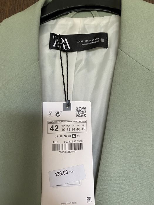 ZARA Marynarka zielona basic nowa rozmiar 42