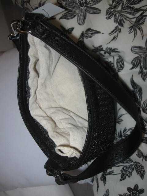 Mała Torebka Czarna z Wkładem Bawełnianym Nowa