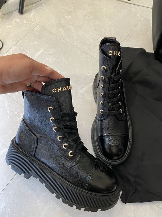 Chanel botki czarne trapery workery 38
