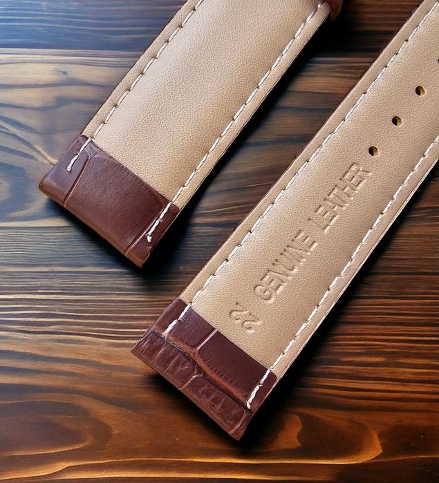 Pasek do zegarka Festina 22 mm brązowy biała nitka zapięcie motylkowe