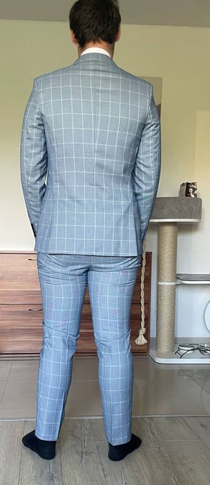 Garnitur męski w kratę z dodatkami rozmiar L