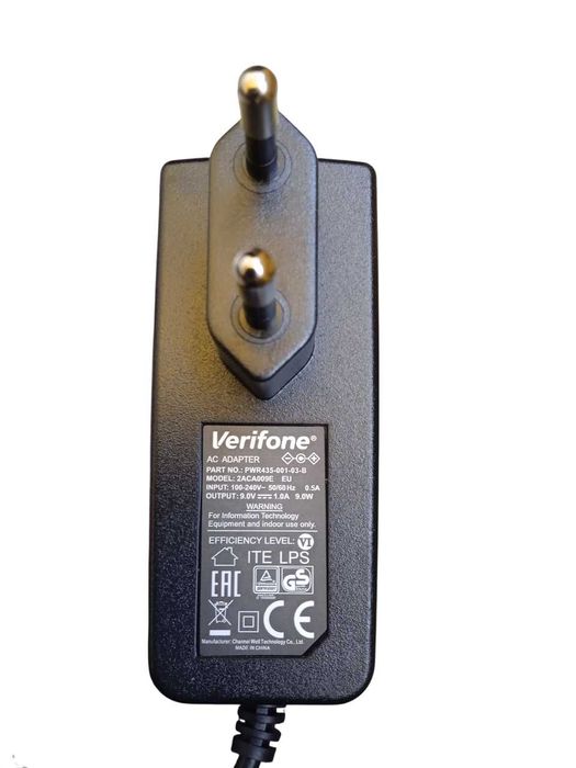 ZASILACZ Wtyczkowy VERIFONE 9V 1A 9W WTYK 5,5x2,5 mm 2ACA009E