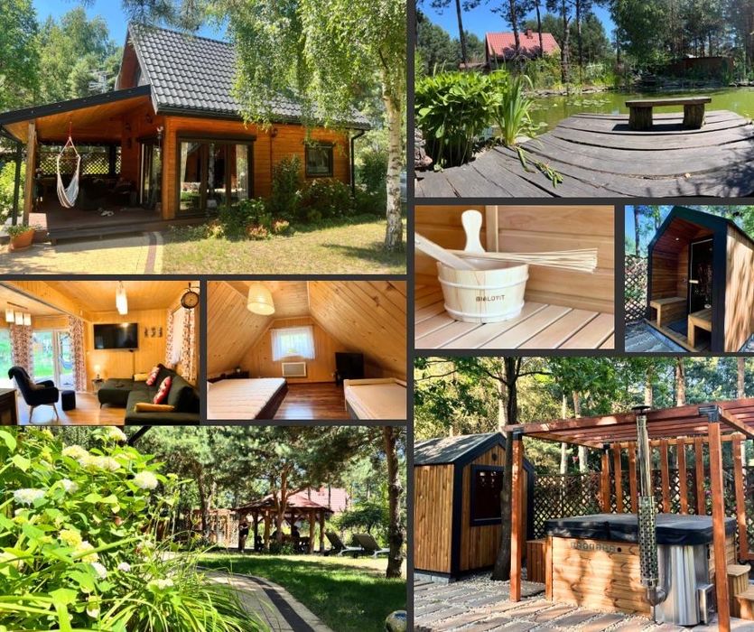 Domek drewniany z SAUNA i Jacuzzi JEZIORSKO