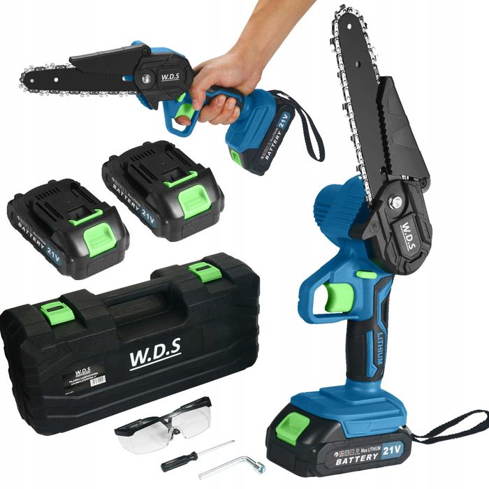 Mini Piła Łańcuchowa Akumulatorowa Pilarka Sekator 2xAKU 21V 6" Walizk