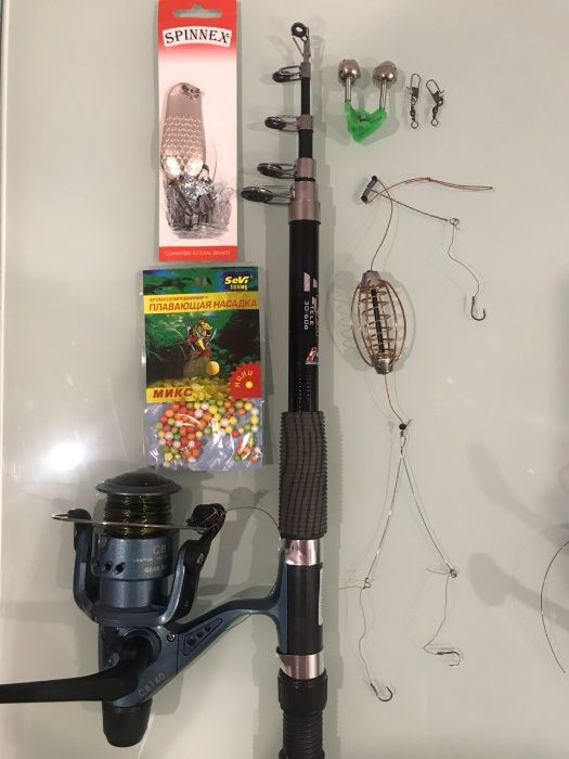 Набор спиннинг телескоп+катушка Кобра+Подарок!Набор 8 в 1